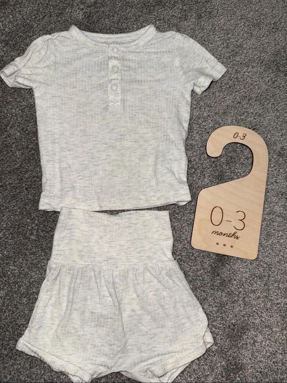 Carters Neutral Heather Gray Baby Two-Piece Set w/ 0-3 Months door hanger